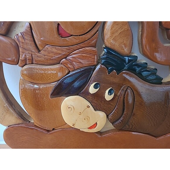 RARE Disney Winnie the Pooh, Eeyore, Rabbit Carved Wood Folk Wall Art - Picture 4 of 9